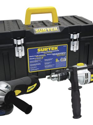 JPS01.jpg JPS01 - Juego combinado de herramienta con rotomartillo y esmeriladora 3 piezas, caja plástica Surtek