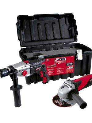 JPU01.jpg JPU01 - Juego de rotomartillo y esmeriladora angular con accesorios 3 piezas, con caja plástica Urrea