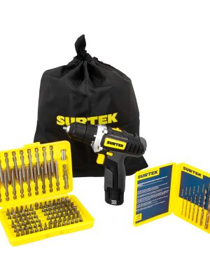 JTI4 - Juego de taladro y atornillador a batería Li-ion 12 V, 4 piezas en morral Surtek