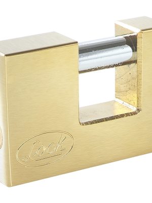 L20C75EB.jpg L20C75EB - Candado de acero para cortina metálica 75 mm, latón brillante, llave estándar Lock