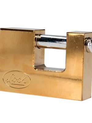 L22C80ELBB-1.jpg L22C80ELBB - Candado de acero para cortina metálica 80 mm, latón brillante, llave estándar Lock