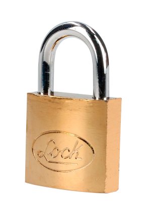 L22S32ELBB - Candado de acero corto 32 mm, acabado latonado, llave estándar Lock