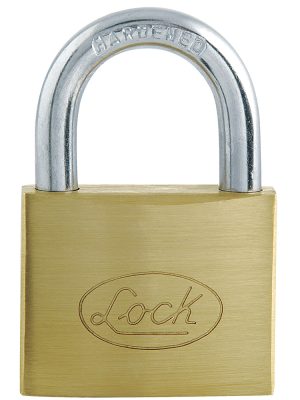 L22S38ELBB - Candado de acero corto 38 mm, acabado latonado, llave estándar Lock