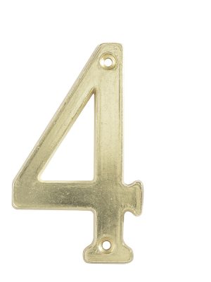 L6804LB - Número 4 slim 4" latón brillante Lock