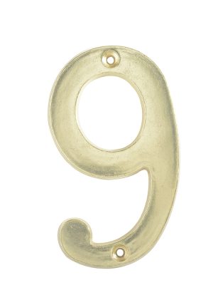 L6809LB - Número 9 slim 4" latón brillante Lock