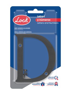 L71DN - Letra D slim 4" negro Lock