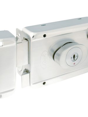 L7725ATAIN - Cerradura de sobreponer función ancla, acero inoxidable, llave de puntos, en caja Lock