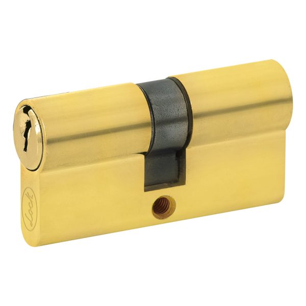 LC60ELB - Cilindro europeo 60 mm función doble, latón brillante, llave estándar, en caja Lock