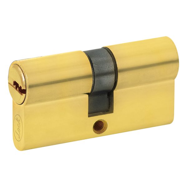 LC60QLB - Cilindro europeo 60 mm función doble, latón brillante, llave de puntos, en caja Lock