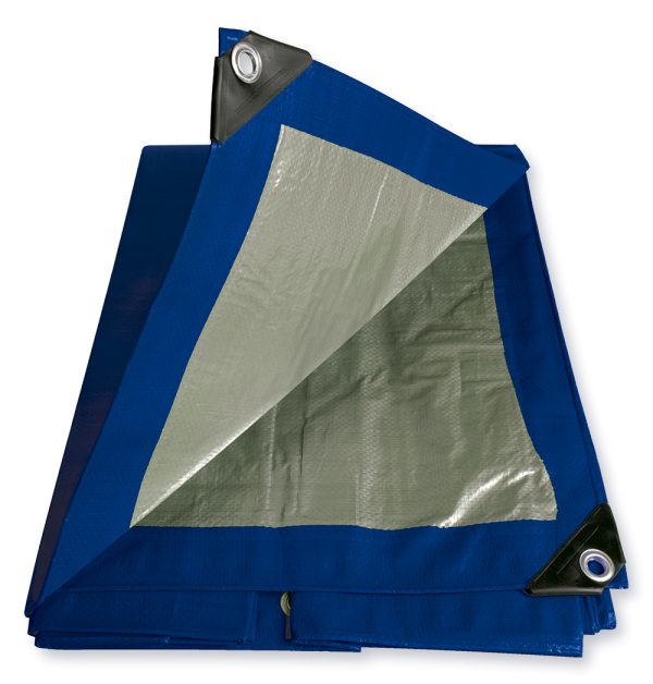 LE14X18 - Lona de polietileno color azul con fondo plata, 4.26 x 5.48 m Foy