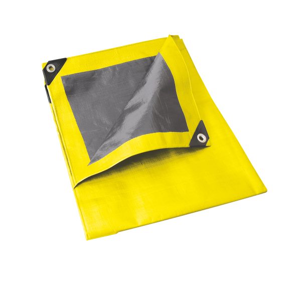 LE4X5A - Lona de polietileno color amarillo con fondo plata, 4 x 5 m Foy