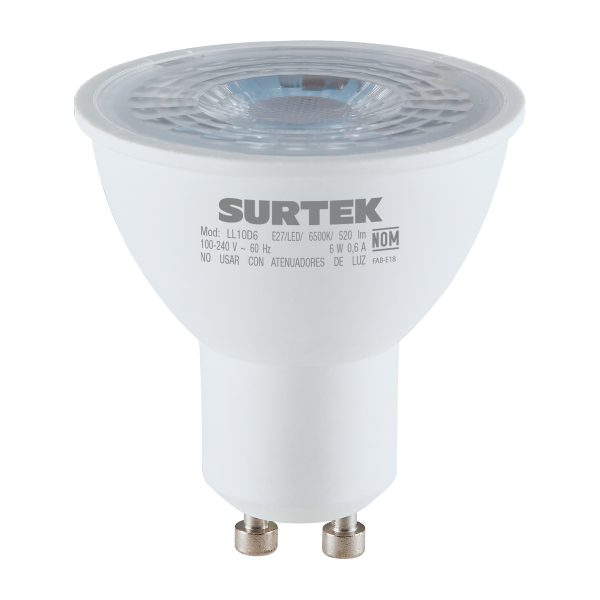 LL10C6 - Lámpara de LED tipo GU10, 6 W luz cálida Surtek