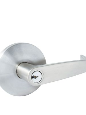 LR030B - Manija cilíndrica plana función baño, acero inoxidable, llave estándar, blíster Lock