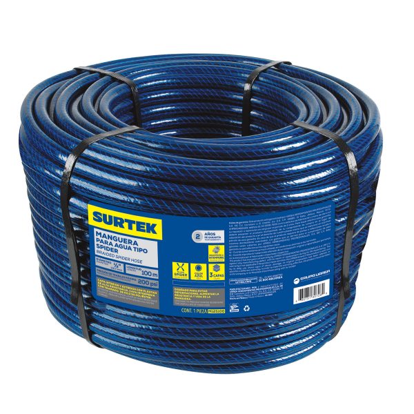 M12S100.jpg M12S100 - Manguera para jardín tejido spider en rollo 1/2", 100 m Surtek