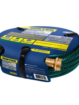 M12T10.jpg M12T10 - Manguera para jardín tramada verde con conector metálico 1/2", 10 m Surtek
