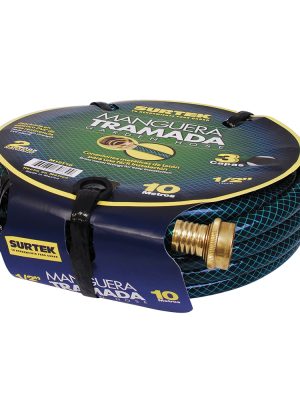 M12T25.jpg M12T25 - Manguera para jardín tramada verde con conector metálico 1/2", 25 m Surtek