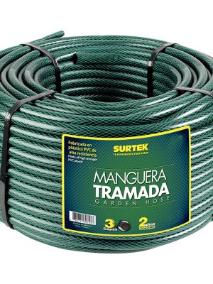 M34T100 - Manguera para jardín tramada verde en rollo 3/4", 100 m Surtek