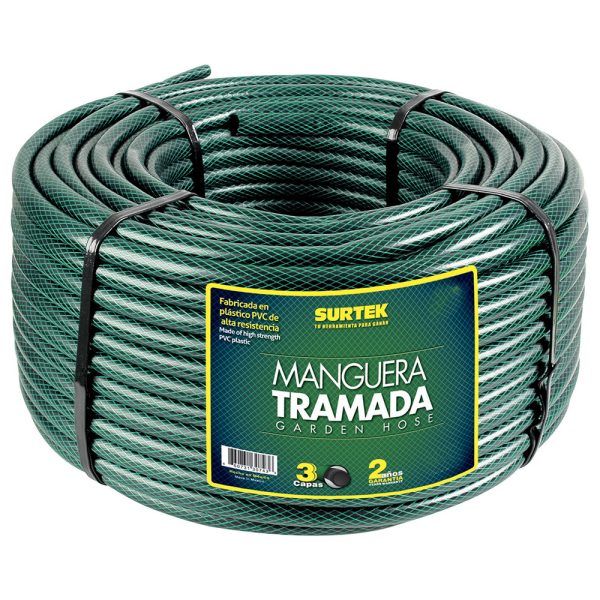 M34T100.jpg M34T100 - Manguera para jardín tramada verde en rollo 3/4", 100 m Surtek