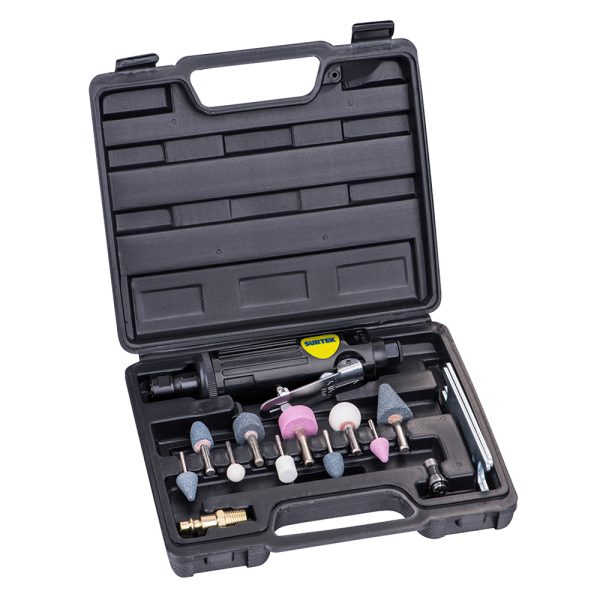 MTN414K.jpg MTN414K - Juego de moto-tool neumático recto con accesorios, 15 piezas Surtek