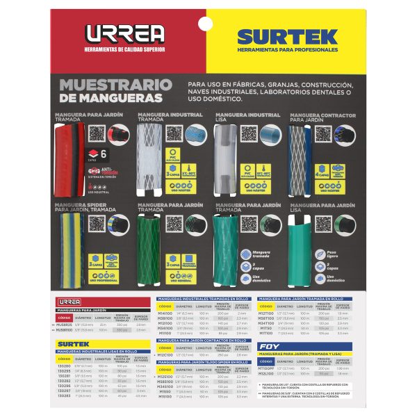 MUMANU - Muestrario de mangueras industriales y jardín Urrea