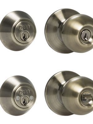 MY-CT5362BOLA-US5.jpg MY-CT5362BOLA-US5 - Combo de pomo tubular bola función doble, latón antiguo, llave estándar, blíster Prolok