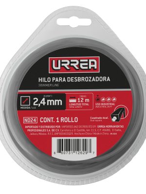 ND24_e.jpg ND24 - Nailon cuadro dual para desbrozadora doble blister, 2.4 mm x 12 m Urrea