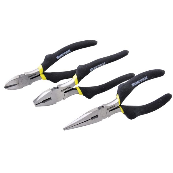 P01 - Juego pinzas para electricista, 3 piezas Surtek