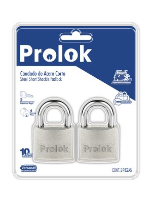 P22S452.jpg P22S452 - Juego de candados de acero cortos 45 mm, llave estándar, 2 piezas Prolok