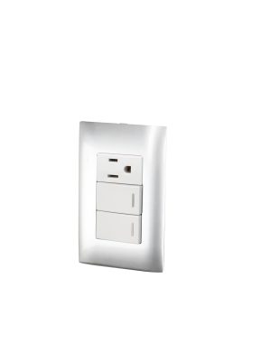 P426P - Placa 2 Switch 1 contacto 1/3, línea Americana, color plata Surtek