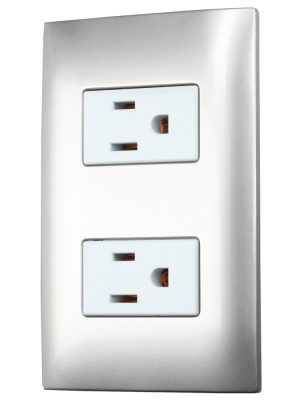 P427P - Placa 1 contacto dúplex 1/3, línea Americana, color plata Surtek