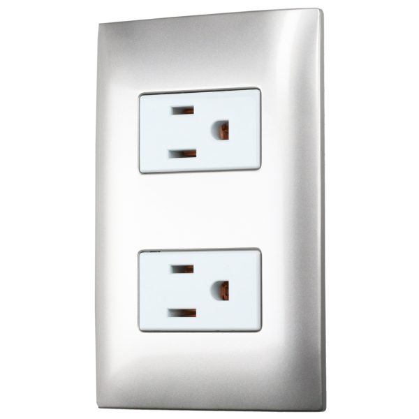 P427P - Placa 1 contacto dúplex 1/3, línea Americana, color plata Surtek