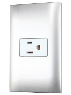 P430P - Placa 1 contacto 1/3, línea Americana, color plata Surtek