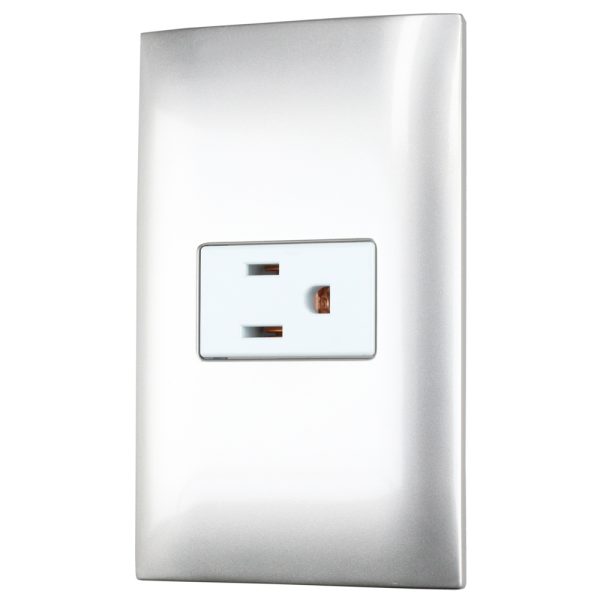 P430P - Placa 1 contacto 1/3, línea Americana, color plata Surtek