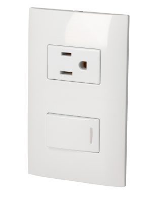 P431B - Placa 1 Switch 1 contacto 1/3, línea Americana, color blanco Surtek