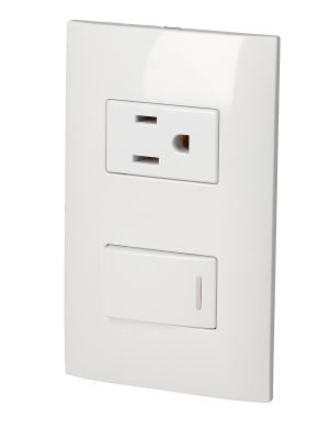 P431P - Placa 1 Switch 1 contacto 1/3, línea Americana, color plata Surtek