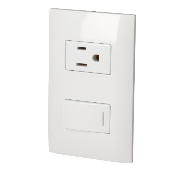 P431P - Placa 1 Switch 1 contacto 1/3, línea Americana, color plata Surtek