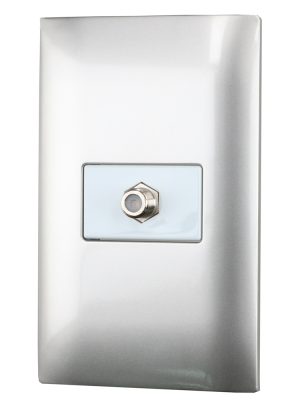 P433P - Placa 1 toma para TV 1/3, línea Americana, color plata Surtek