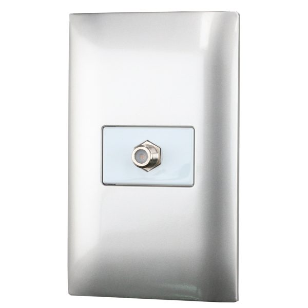 P433P - Placa 1 toma para TV 1/3, línea Americana, color plata Surtek