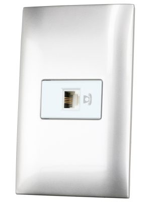 P434P - Placa 1 toma para teléfono 1/3, línea Americana, color plata Surtek