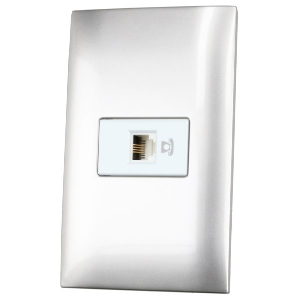 P434P - Placa 1 toma para teléfono 1/3, línea Americana, color plata Surtek