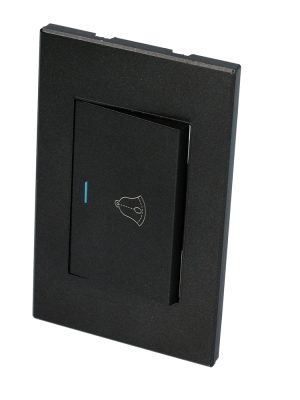 P618N - Placa para timbre 1/1, línea Premium, color negro Surtek