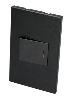 P621N - Placa 1 Interruptor 1/2, 3 vias, línea Premium, color negro Surtek