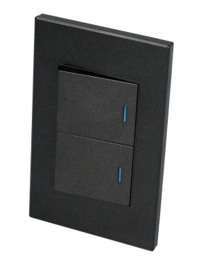P622N - Placa 2 Interruptor 1/2, línea Premium, color negro Surtek
