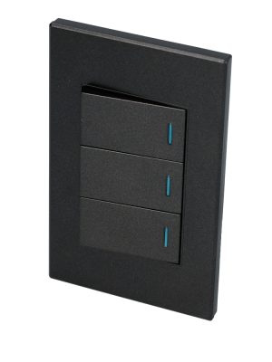 P623N - Placa 3 Interruptor 1/3, línea Premium, color negro Surtek