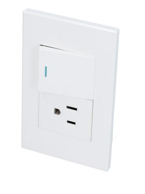 P624B - Placa 1 Interruptor 1 contacto 1/2, línea Premium, color blanco Surtek