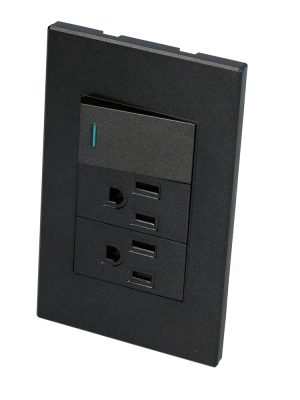 P625N - Placa 1 Interruptor 2 contactos 1/3, línea Premium, color negro Surtek