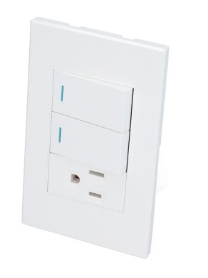 P626B - Placa 2 Interruptor 1 contacto 1/3, línea Premium, color blanco Surtek