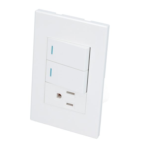 P626B - Placa 2 Interruptor 1 contacto 1/3, línea Premium, color blanco Surtek