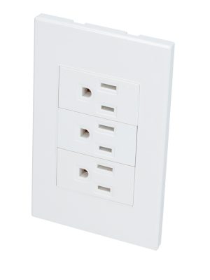 P628B - Placa 3 contactos 1/3, línea Premium, color blanco Surtek