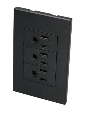 P628N - Placa 3 contactos 1/3, línea Premium, color negro Surtek